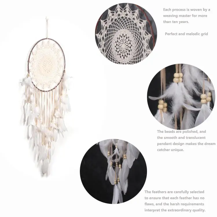 

Factory Large Boho Handmade Dream Catcher Wall Art with White Feather Dream Catcher Hanging Wedding Decoration Ornament Gilft