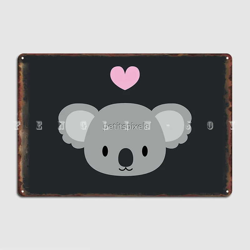 

Милые коалы и розовые сердца металлический знак кинотеатр кухня стены забавные пластины жестяной знак плакат