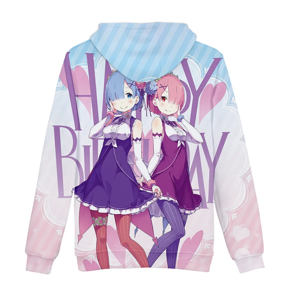 Natsuki Subaru Толстовка Re ZERO пусковая Аниме толстовки Rem Ram для женщин/мужчин Emilia пары Косплей куртка свитер Одежда