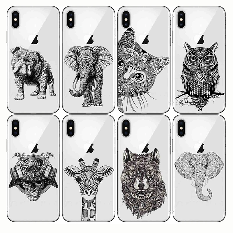 Мягкие силиконовые чехлы для телефонов с изображением животных тотем слон сова