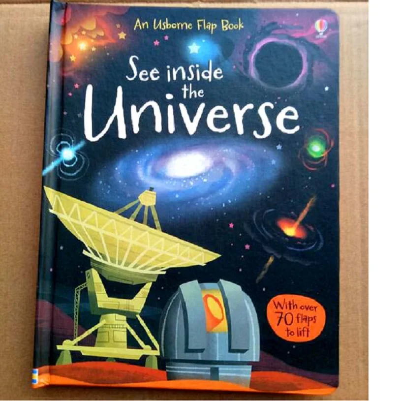 

Учебные книжки Usborne «See Inside the universe» на английском языке с 3D откидным рисунком, детские книги для раннего детства, подарок для детей libros
