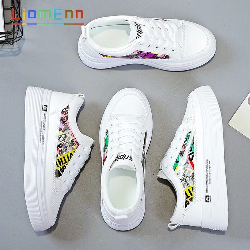 

Platform White Sneakers Women Flats Shoes Tennis Female Graffiti Ladies Leather Sport Shoes Woman 2021 Spring zapatillas mujer