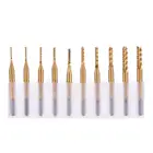 10 шт.лот печатная плата, сверло с титановым покрытием 0,8 мм до 3,175 мм, Гравировальный резак, вращающаяся Концевая фреза с ЧПУ, набор инструментов