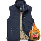 Зимняя одежда с ворсом жилет куртки Рыбалка для походов на открытом воздухе Альпинизм жилет многофункциональные карманы пальто без рукавов размера плюс L-6XL Homme