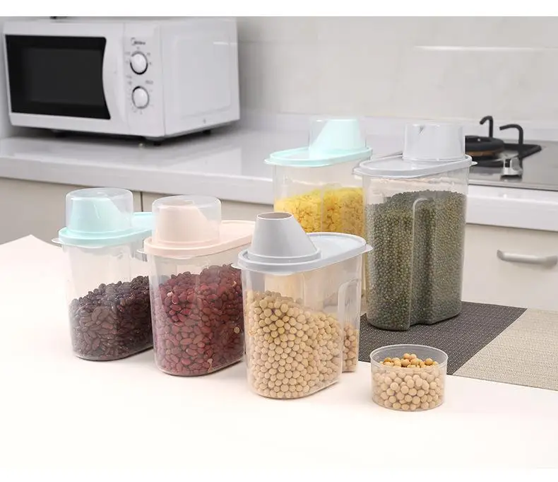 

1/4pcs Set 1.9L/2.5L Kitchen Sealed Cans Food Storage Container Lids Box Tank Grains Refrigerator Clear Kitchen Bottle Cereal