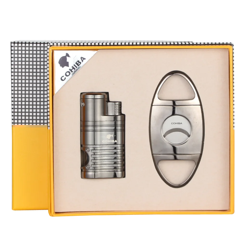 

Cigar Set Cigar Scissors Cigar Lighter Two Piece Cigar Accessories Set Gift Box