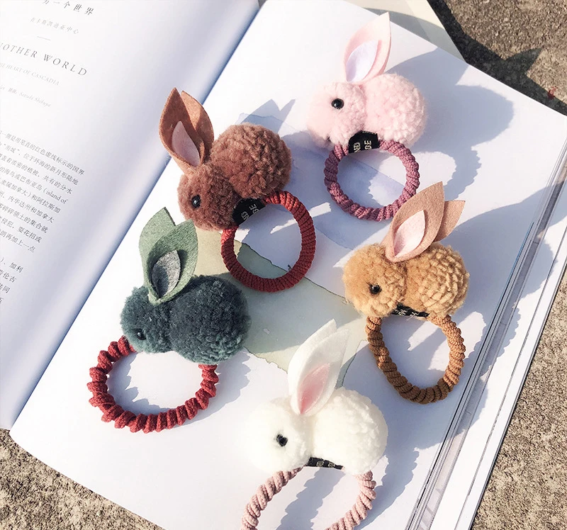 Милые плюшевые Завязки для волос в Корейском стиле кролика заколки ручной работы