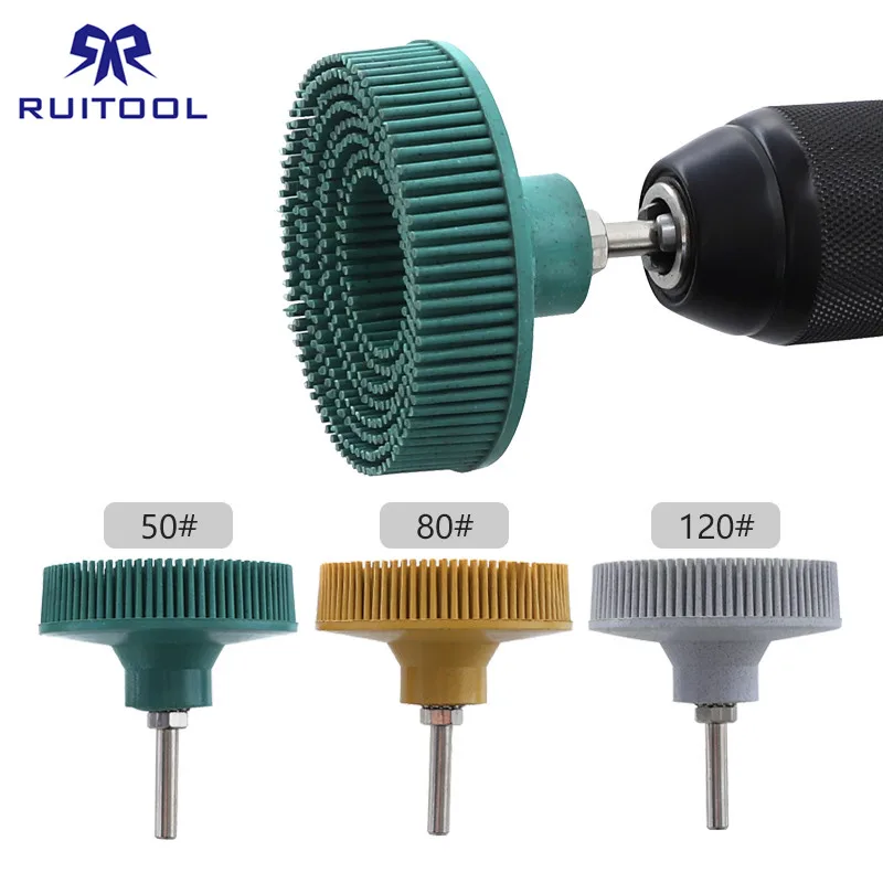 2 дюйма 3 полировальные колеса 1/4 ''хвостовик резиновой щетины диск для