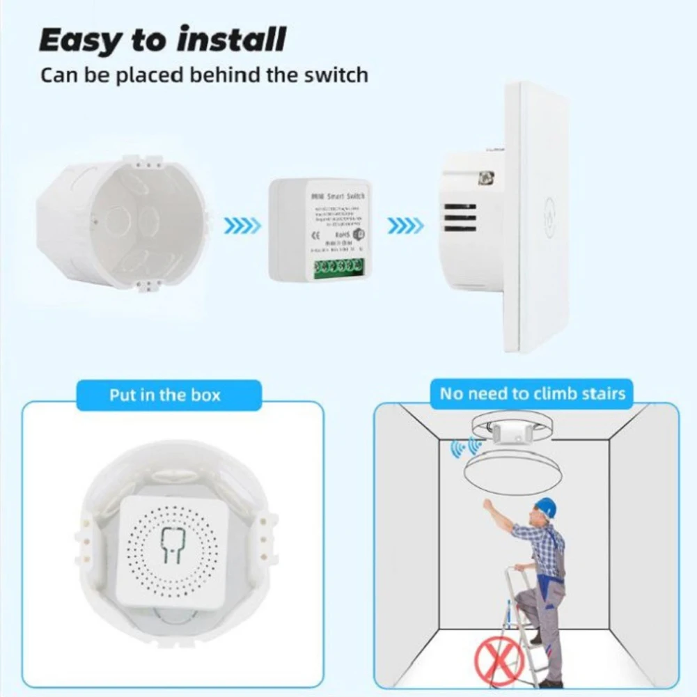 

Tuya Wifi Mini Intelligent Switch 2 Way Control Home Universal Switch Module Compatible with Amazon Alexa Google Assistant