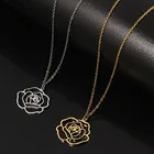 Ожерелье из нержавеющей стали с подвеской-бабочкой и розой