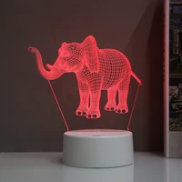 acrylic 3d elephant led night light touch control table desk lamp elephant series color change led lights for home decoration