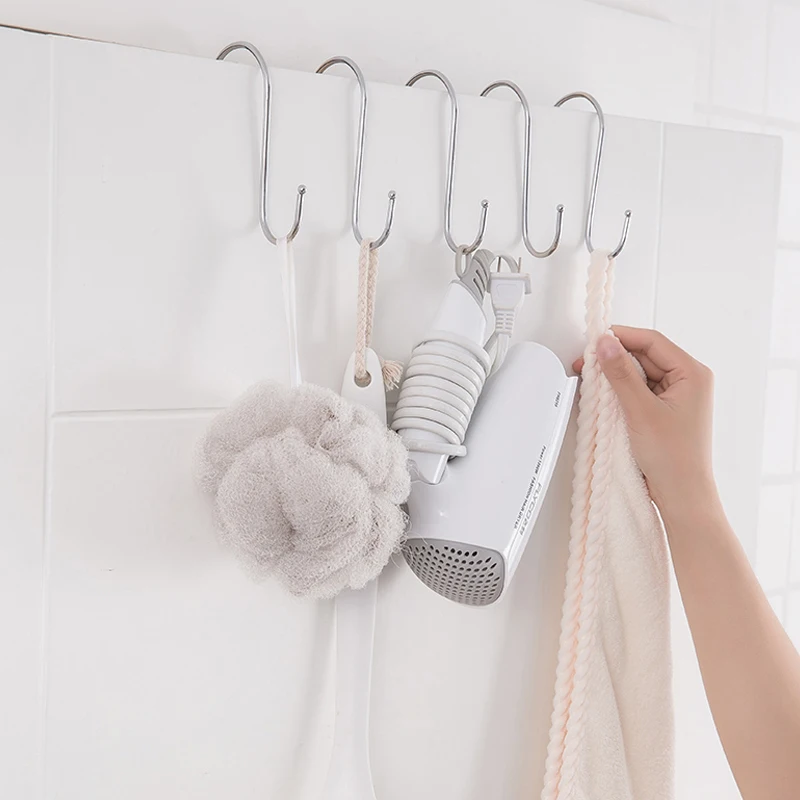 

10pcs Stainless Steel Household Hooks Set for Hanging S Shape Hanger Practical Storage Holder for Home Office Kitchen Cabinet
