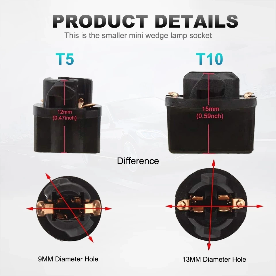 10pcs Signal Lamp T5 Led Twist Socket PC74 T10 Led W5W 174 PC194 Instrument Panel Cluster Socket Lamp Holder Base 192 168