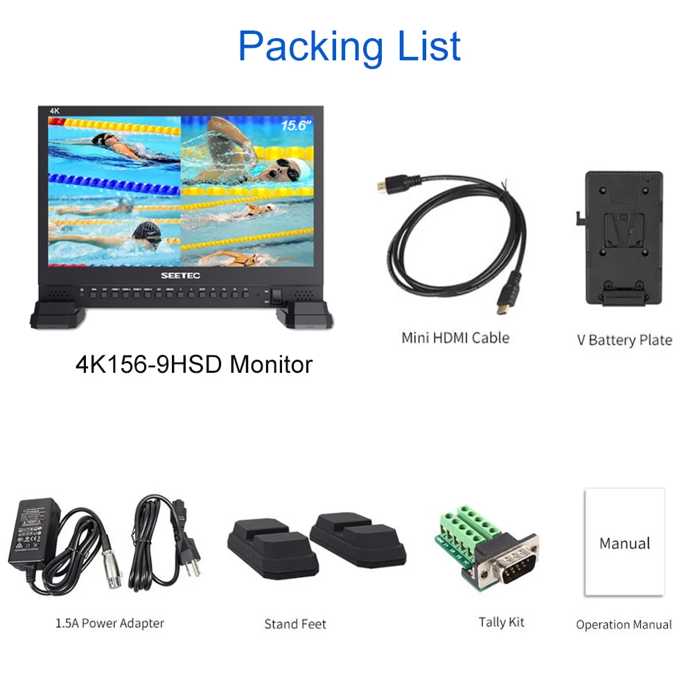 Seetec 4K156-9HSD-384 15,6-дюймовый IPS UHD 3840x2160 4K вещательный монитор с 3G-SDI HDMIx4 Quad Split Display Director Monitor (art.: 3920cc85aee6f) - 3920cc85aee6f