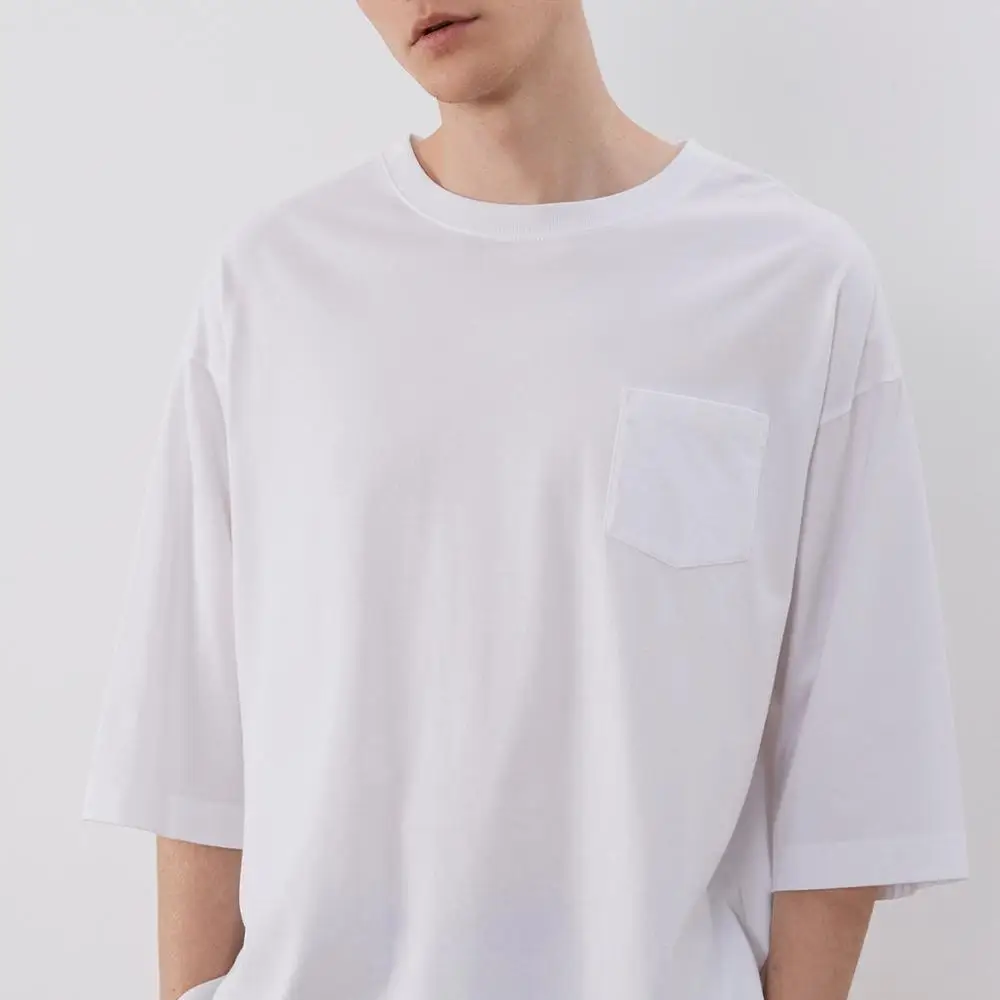 

Cotton Round Neck Pocket Sweethearts Outfit Short Sleeve T-shirt ArriSpring Summer Short Sleeve Pure Color Custom Men's T-shirt