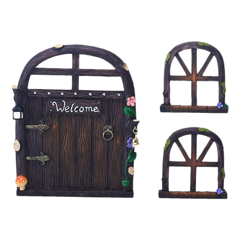 

Miniature Fairy Elf Door And Windows Home Door And Windows Glow Cute Tree Decor Art Decorations For Kids Room