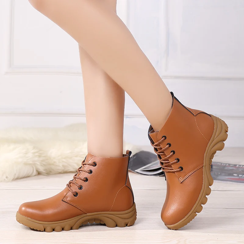 LAASIMI Fashion Women Ankle Boots Genuine Leather Warm Fur Winter Shoes Woman Booties Female Black Plush | Обувь