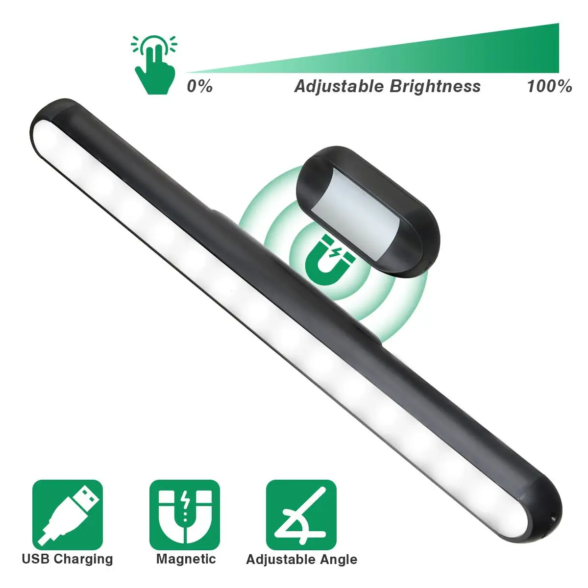

KINGSO светодиодный светильник для шкафа, USB Перезаряжаемый, с регулировкой яркости, магнитный Ночной светильник, настольная лампа для дома, сп...