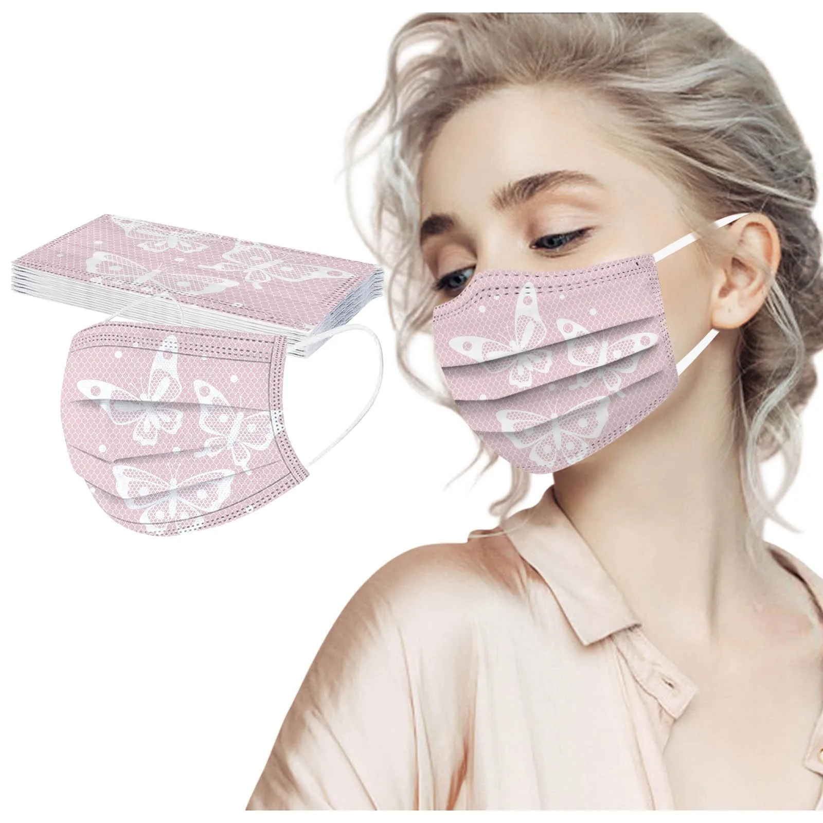 

100/50/10PCS Masque jetable Mscara Fast delivery Headband Adult Lace Disposable Face Mask 3Ply Ear Loop Anti-PM2.5 Masks