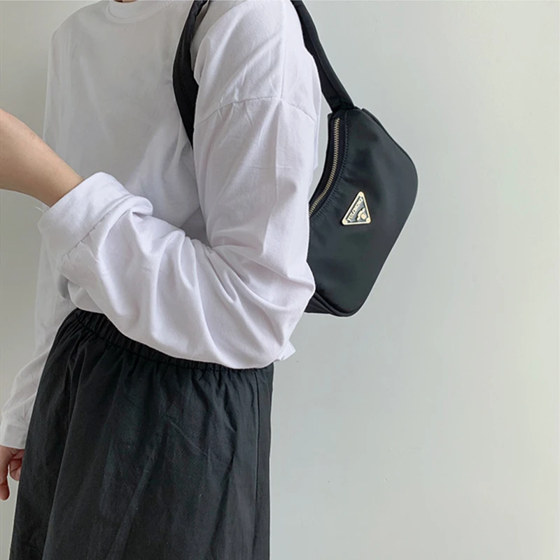 Винтажная модная дизайнерская Водонепроницаемая нейлоновая сумка в стиле ретро, Женская Повседневная сумочка-Багет на плечо для женщин, брендовый маленький клатч