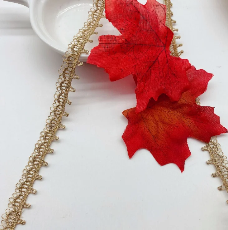 3 метров золотого и серебряного цвета с вышитыми цветами кружевной отделкой