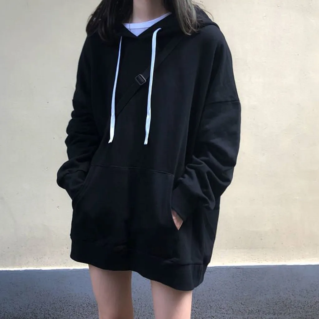 

Женское длинное платье-худи, свободная блузка в Корейском стиле, 2019