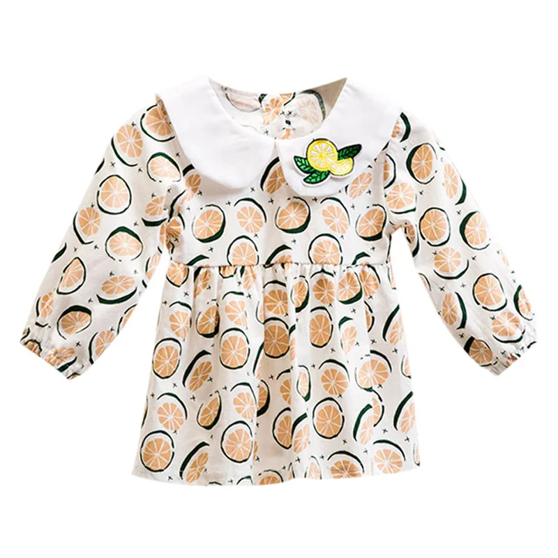 Осеннее праздничное платье с длинными рукавами и цветочным принтом для