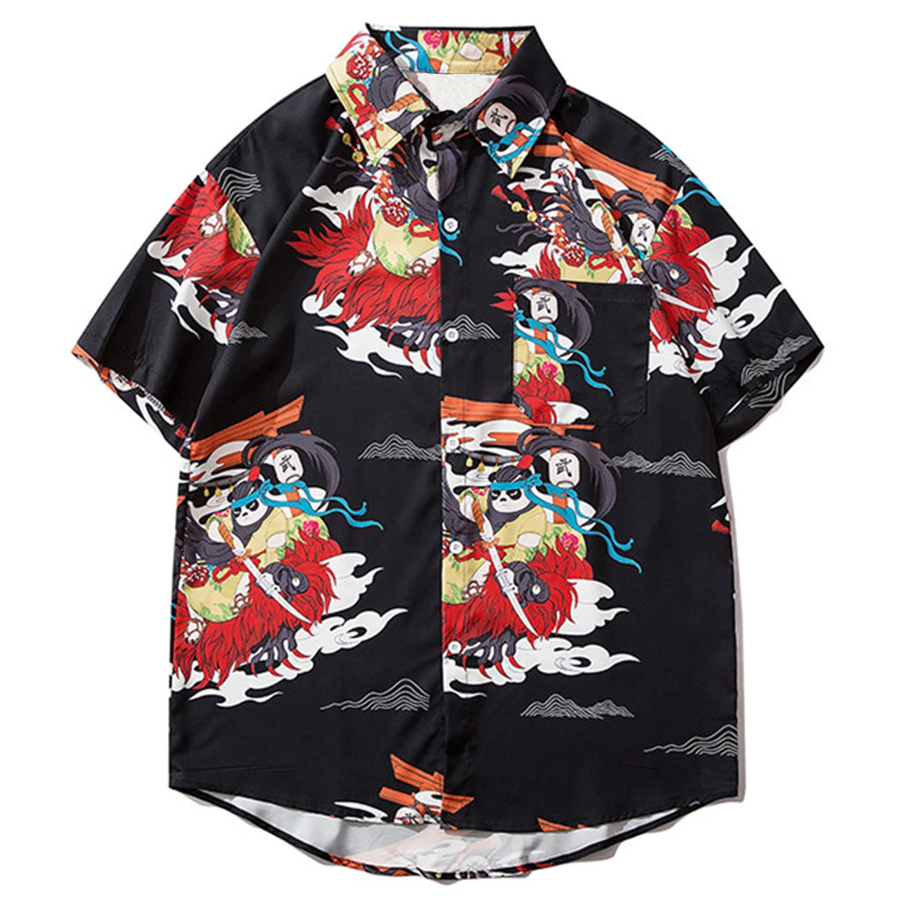 Женская пляжная рубашка с принтом самурая панда летняя японская футболка