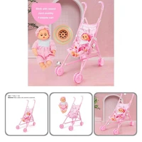 1 set doll pram adorable eco friendly nurturing toy kids doll pushchair with baby doll doll pushchair for entertainment
