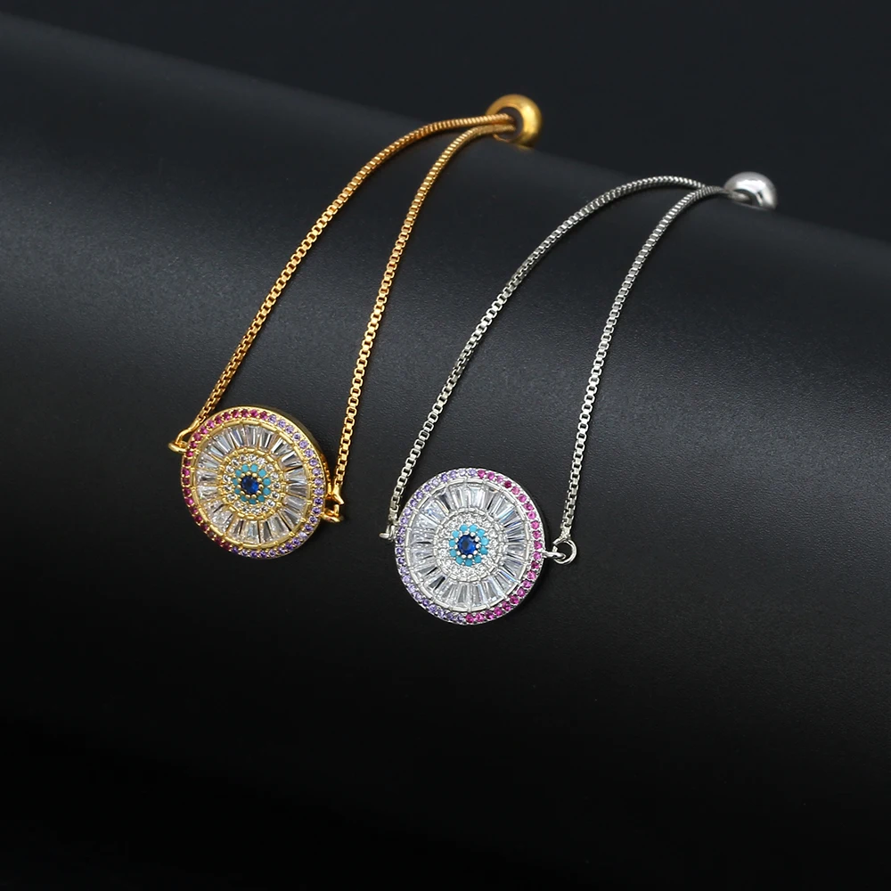 Lucky Eye Turkish EviL Charm Bracelet Gold Silver Color Colorful Zircon Adjustable for Women Girls Jewelry EY6758 | Украшения и