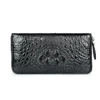 crocodile genuine leather man wallet pull chain length fund package business affairs brand hand coin purse porte monnaie homme