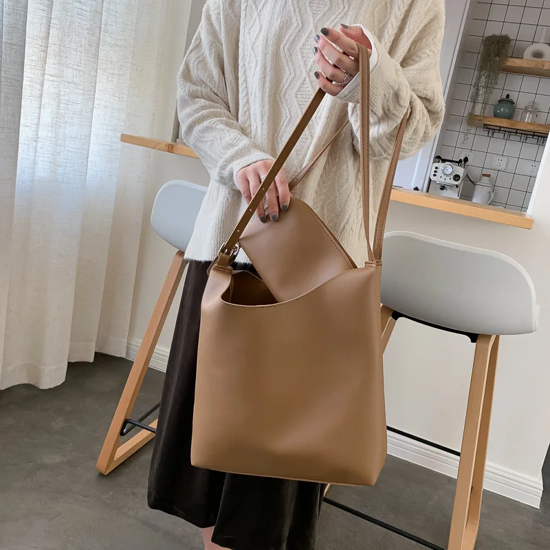 Autumn and winter HongKong style retro forest simple bucket bag Ins fashion large capacity student broadband single shoulder | Багаж и