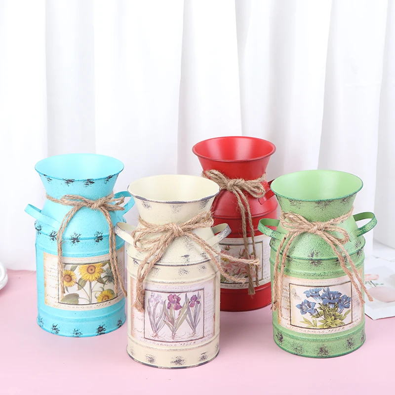 

Garden Plants Flower Vase Iron Bucket Home Decoration Pots Rural Style Gift