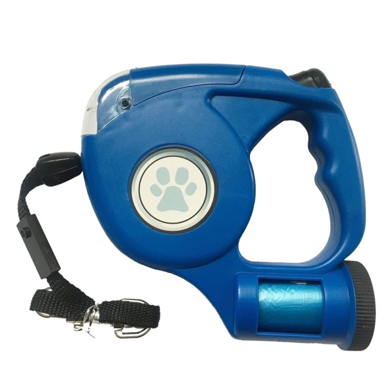 

Pet Dog Polyester Leash Hand Holding Automatic Telescopic Traction Rope Led Shining With Garbage Bag Pet Supplies