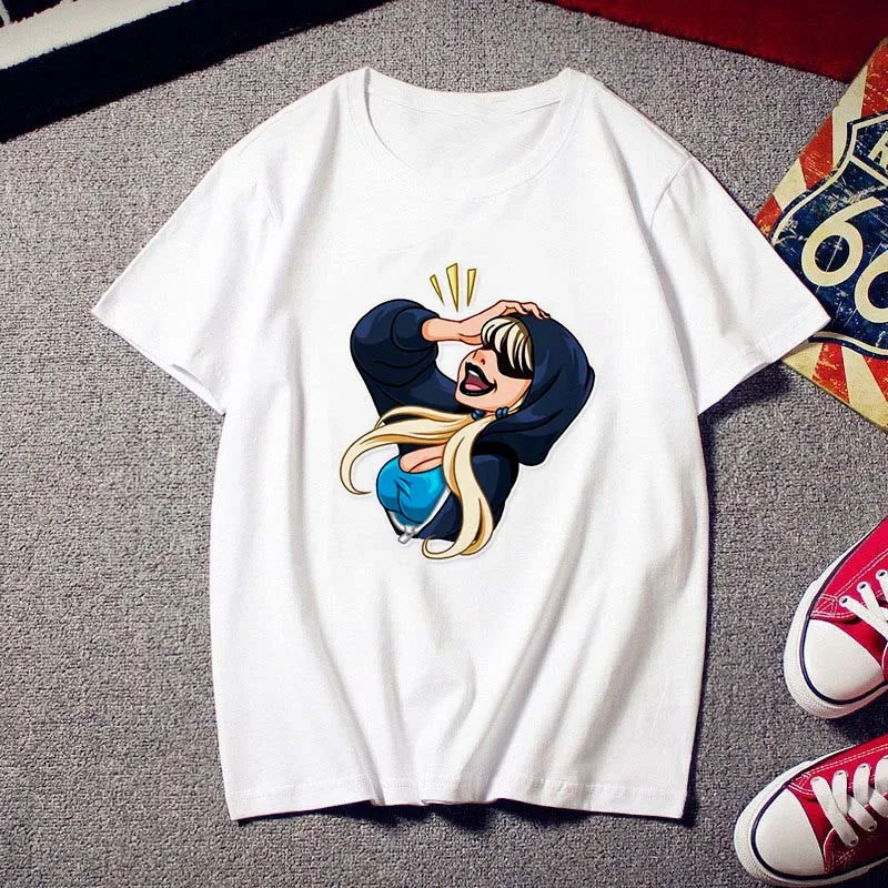 

Shirts Women 2021 Personality Printed Harajuku Tshirt Short Sleeve Four Seasons Applicable T-shirt White Tops Female Clothing