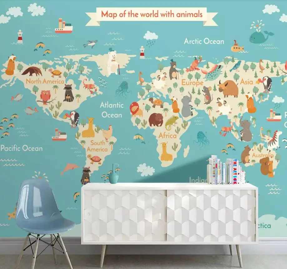 

Настенные 3D обои Milofi на заказ, Скандинавский современный свежий мультяшный Мир животных, фон для детской комнаты, декоративные обои