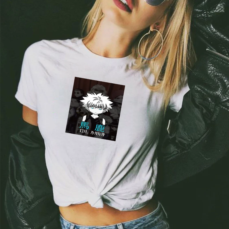 

White Women's Casual Top Cartoon Anime Character Pattern T-shirt Summer New Products All-match Short-sleeved
