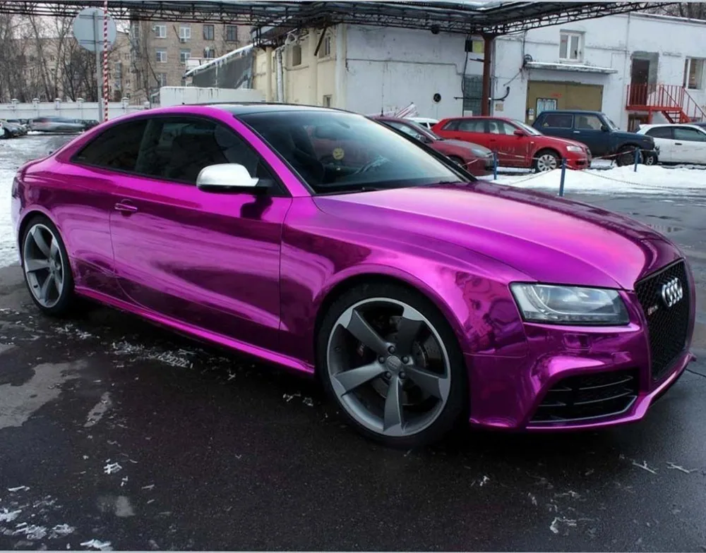 Гибкая глянцевая зеркальная хромированная фиолетовая виниловая пленка лист без