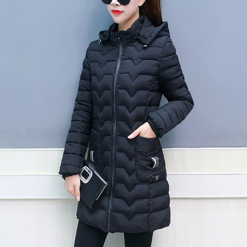 Новое Женское зимнее теплое пальто с капюшоном стеганая куртка карамельных