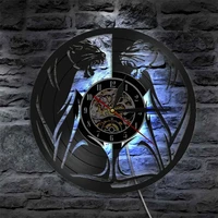 animal beast black panther wall art clock african wildlife animal vinyl record wall clock with led jungle panther silhouette