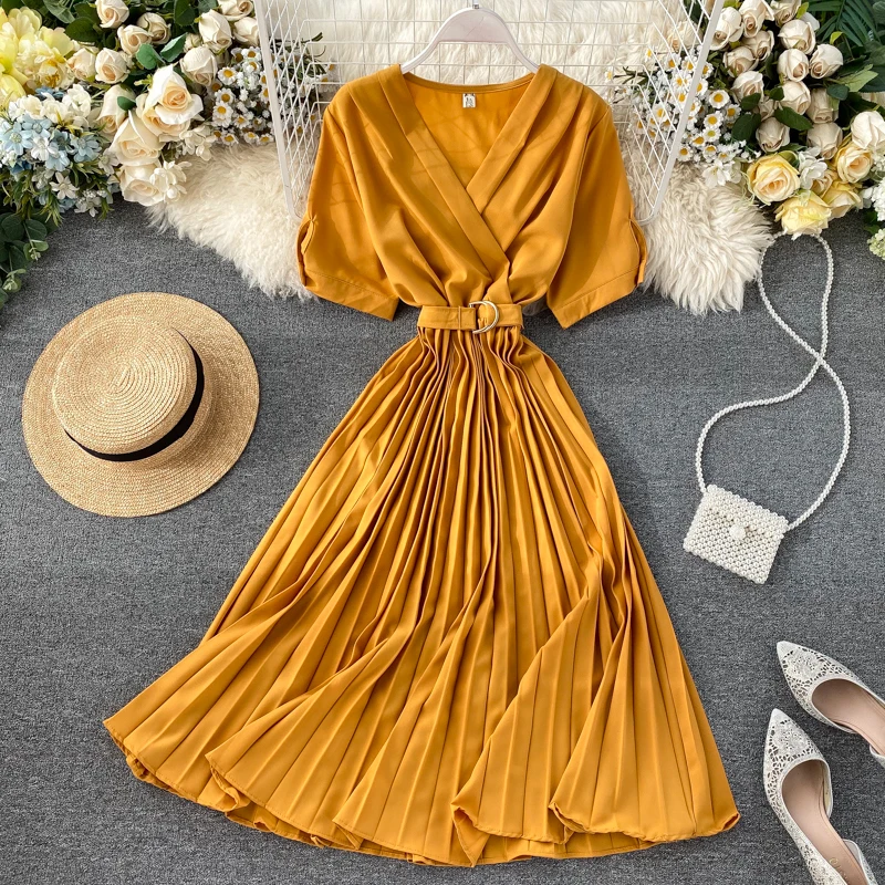 2020 Весна Лето Женское винтажное одноцветное Платье женское повседневное