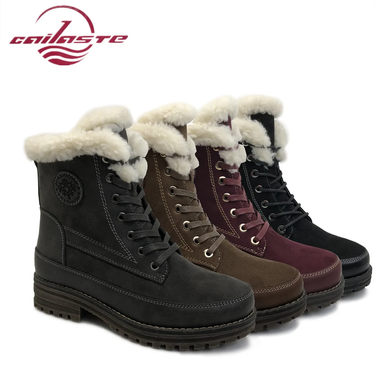 CAILASTE/женская зимняя обувь Зимние ботильоны из смешанной шерсти нескользящая