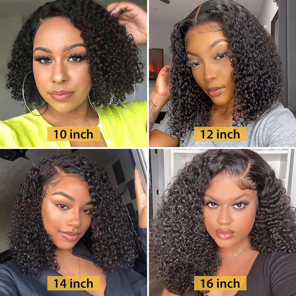 Xcurly Brazilian Deep Wave Curly Short Bob Human Hair Wigs Transparent 13x4 Lace Frontal Wig 4X4 Closure | Шиньоны и парики
