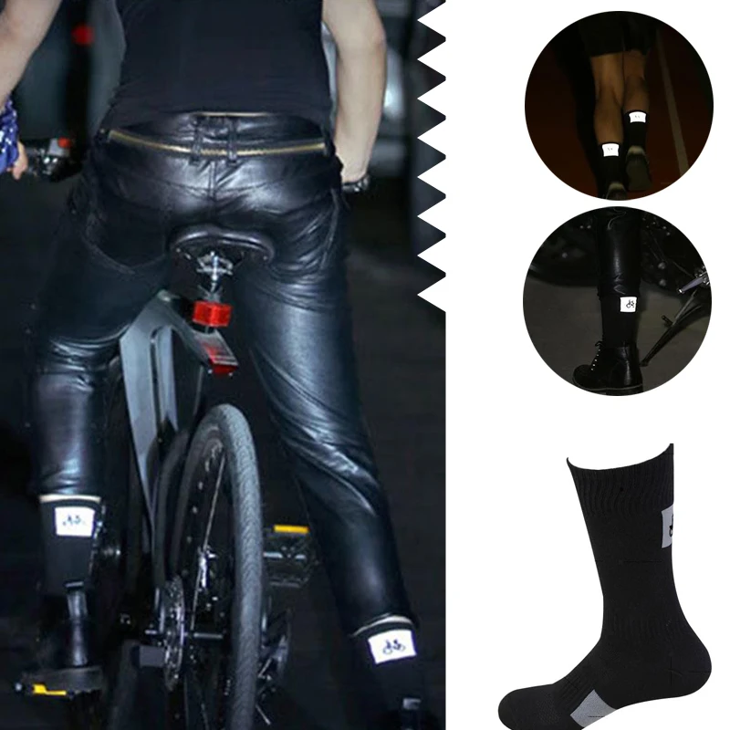 Черные дышащие спортивные носки для бега мужские фитнеса средней длины