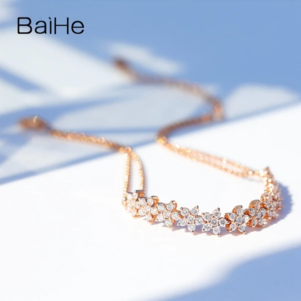 BAIHE Solid 14K желтое золото 1ct Сертифицированный H/SI натуральные Алмазы обручальные женские модные ювелирные изделия Подарочный браслет