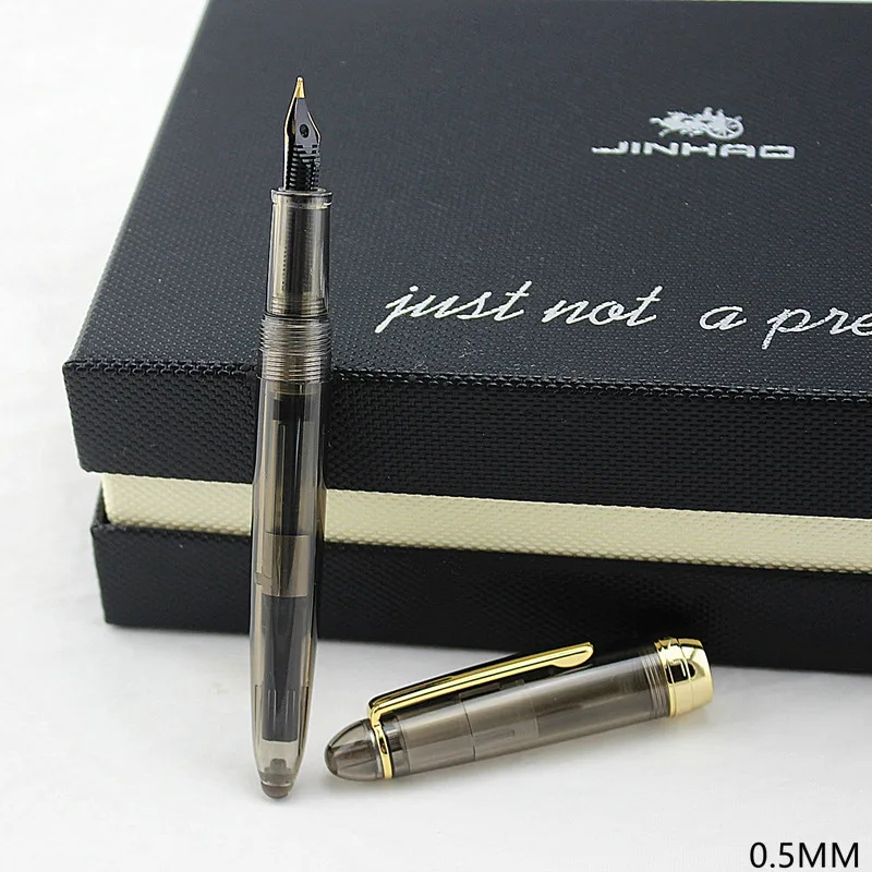 Jinhao роскошный перьевая ручка прозрачный черный Золотой зажим из нержавеющей