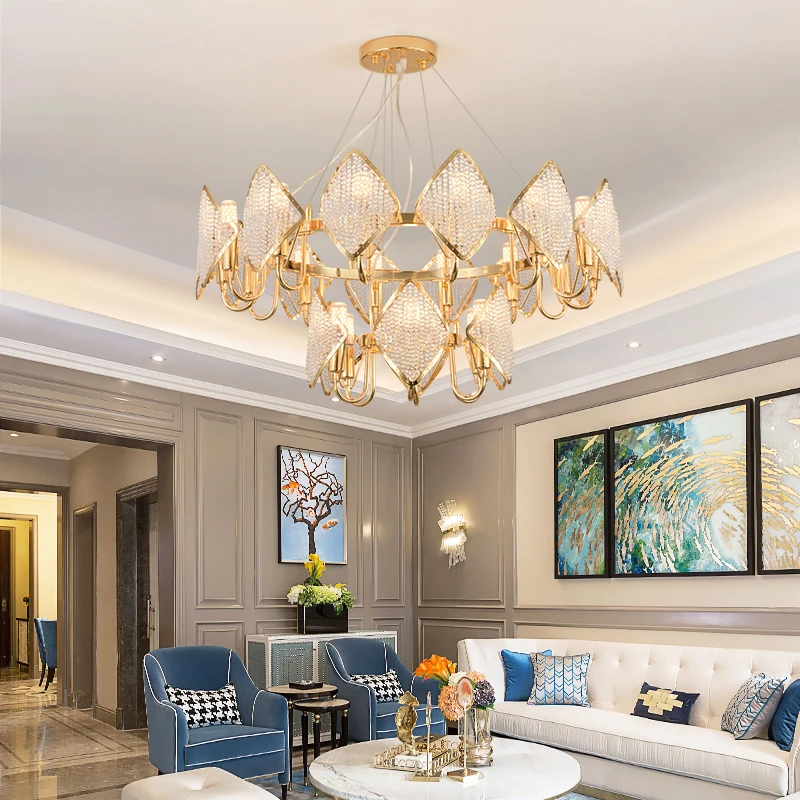 Современные роскошные виллы светодиодные подвесные светильники Хрустальные для