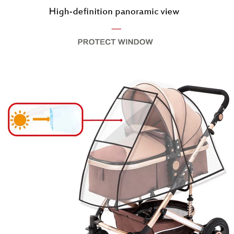 

Универсальный чехол от дождя для детской коляски, защита от ветра и солнца, прозрачный дышащий зонт на колесиках аксессуары для дождевика