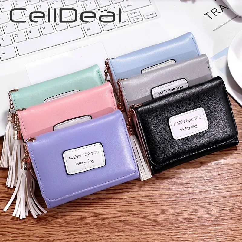 Женская сумка-тоут из искусственной кожи короткий кошелек с кисточкой и карманом