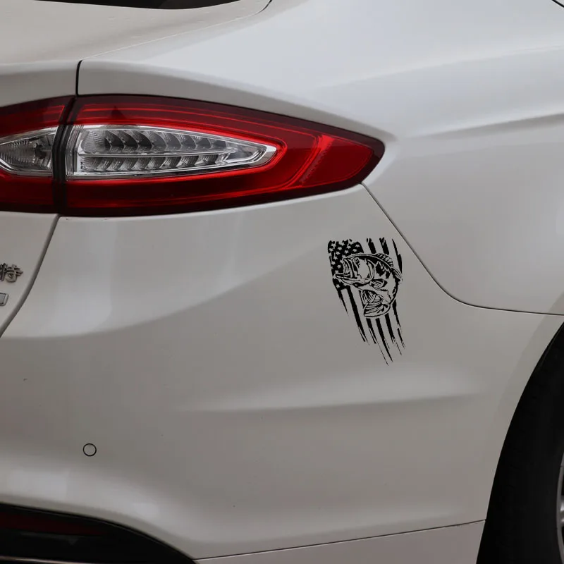 

Car Stickers Tattered Flag Bass Fishing PVC Car Decoration Accessories Stickers Waterproof Sunscreen Black/white,17cm*9cm
